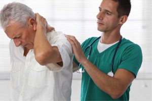 Doctor examining a patient after car accident